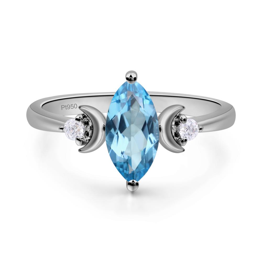 Moon Inspired Swiss Blue Topaz Engagement Ring - LUO Jewelry #metal_platinum