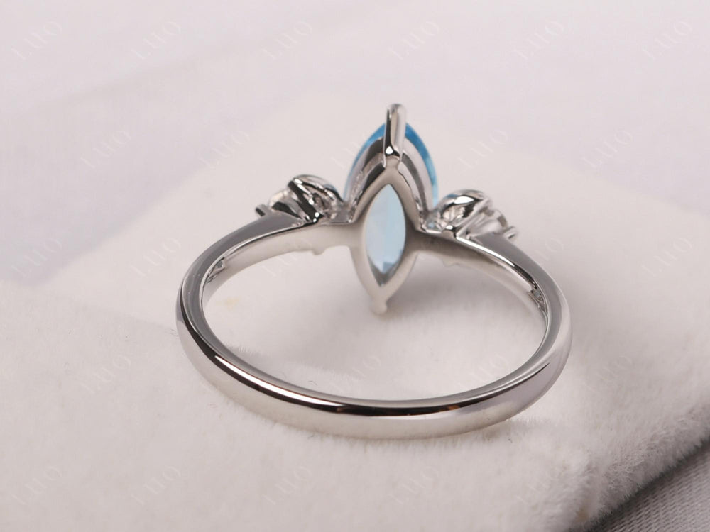 Marquise Cut Swiss Blue Topaz Moon Ring - LUO Jewelry
