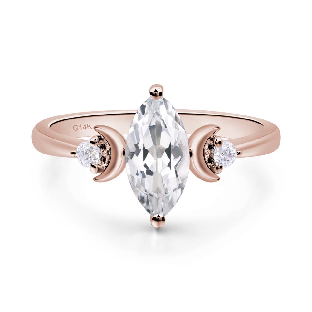Moon Inspired White Topaz Engagement Ring - LUO Jewelry #metal_14k rose gold