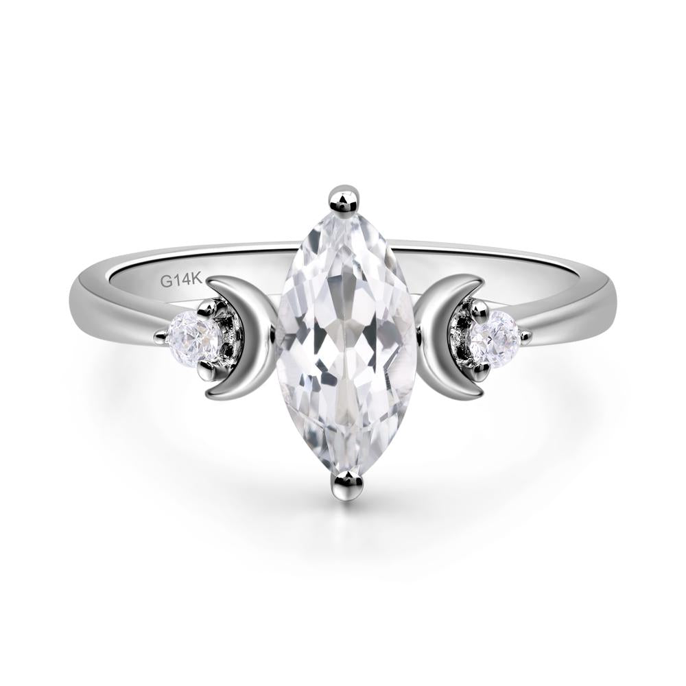 Moon Inspired White Topaz Engagement Ring - LUO Jewelry #metal_14k white gold
