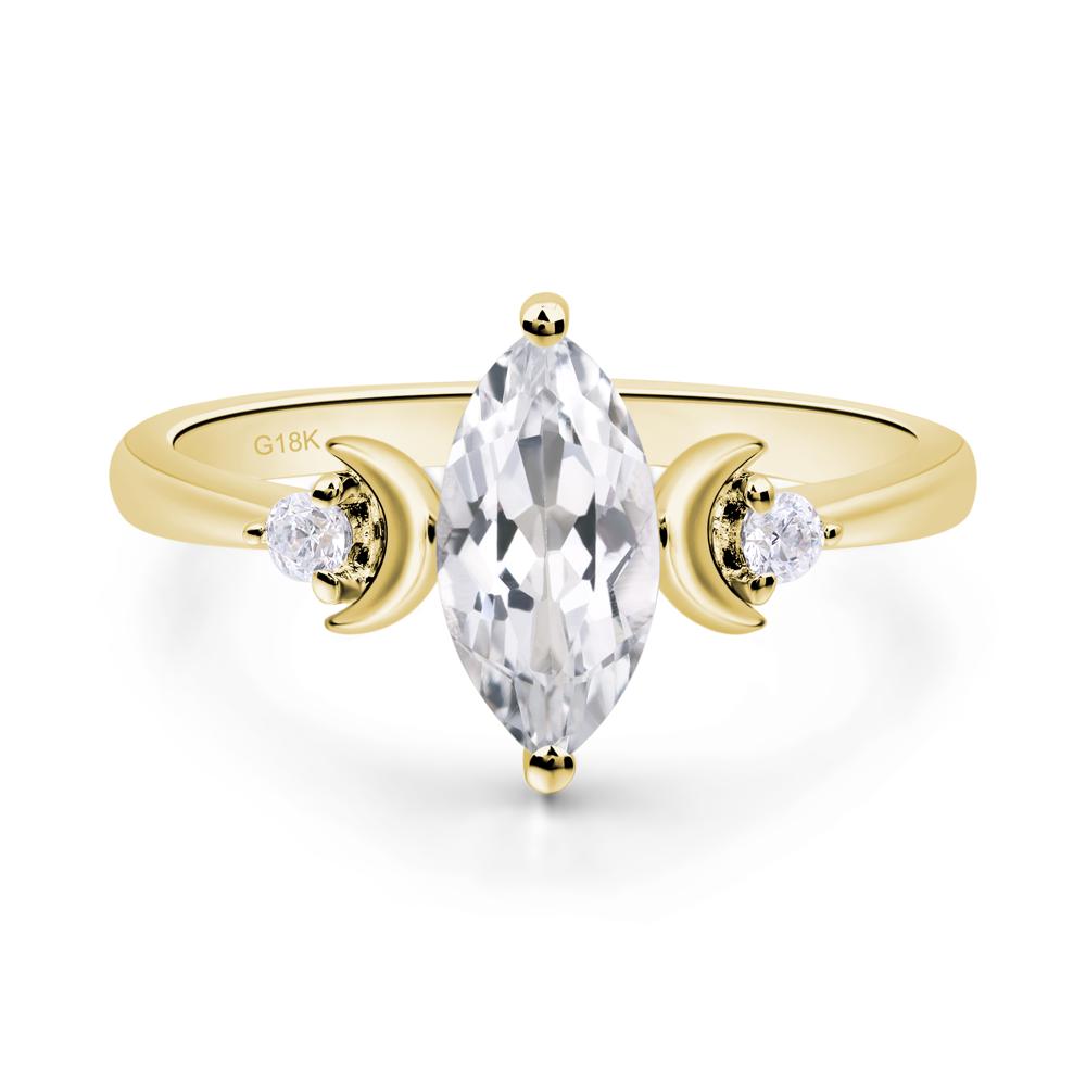 Moon Inspired White Topaz Engagement Ring - LUO Jewelry #metal_18k yellow gold