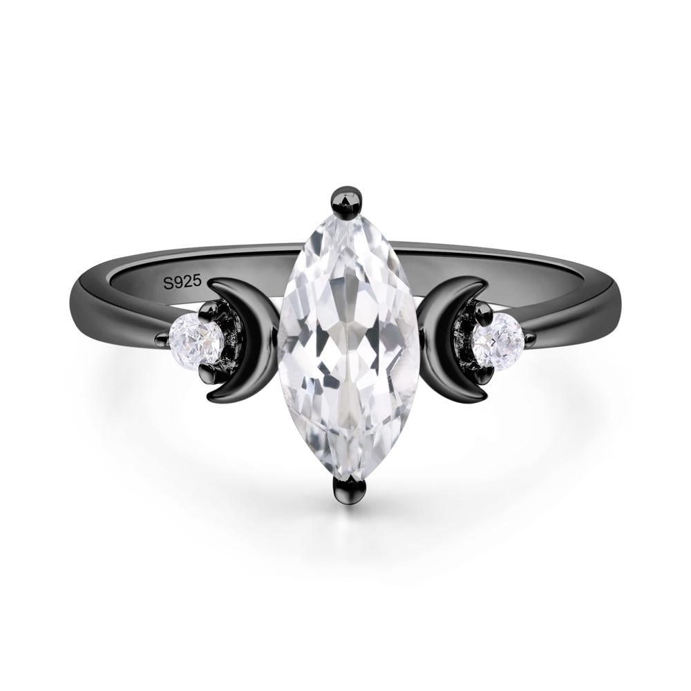 Moon Inspired White Topaz Engagement Ring - LUO Jewelry #metal_black finish sterling silver