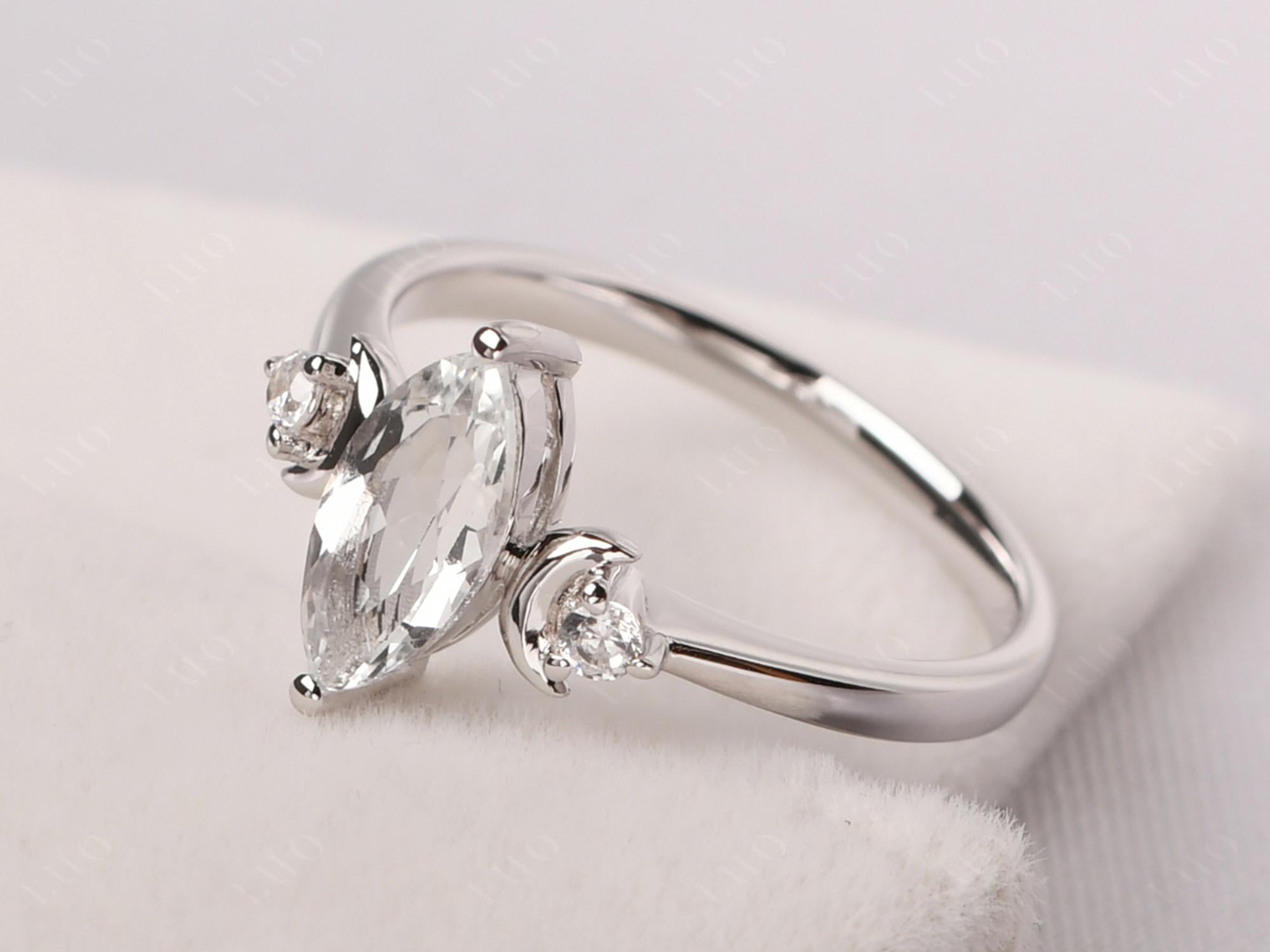 Moon Inspired White Topaz Engagement Ring - LUO Jewelry