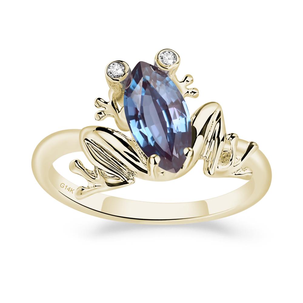 Marquise Cut Lab Created Alexandrite Frog Ring - LUO Jewelry #metal_14k yellow gold