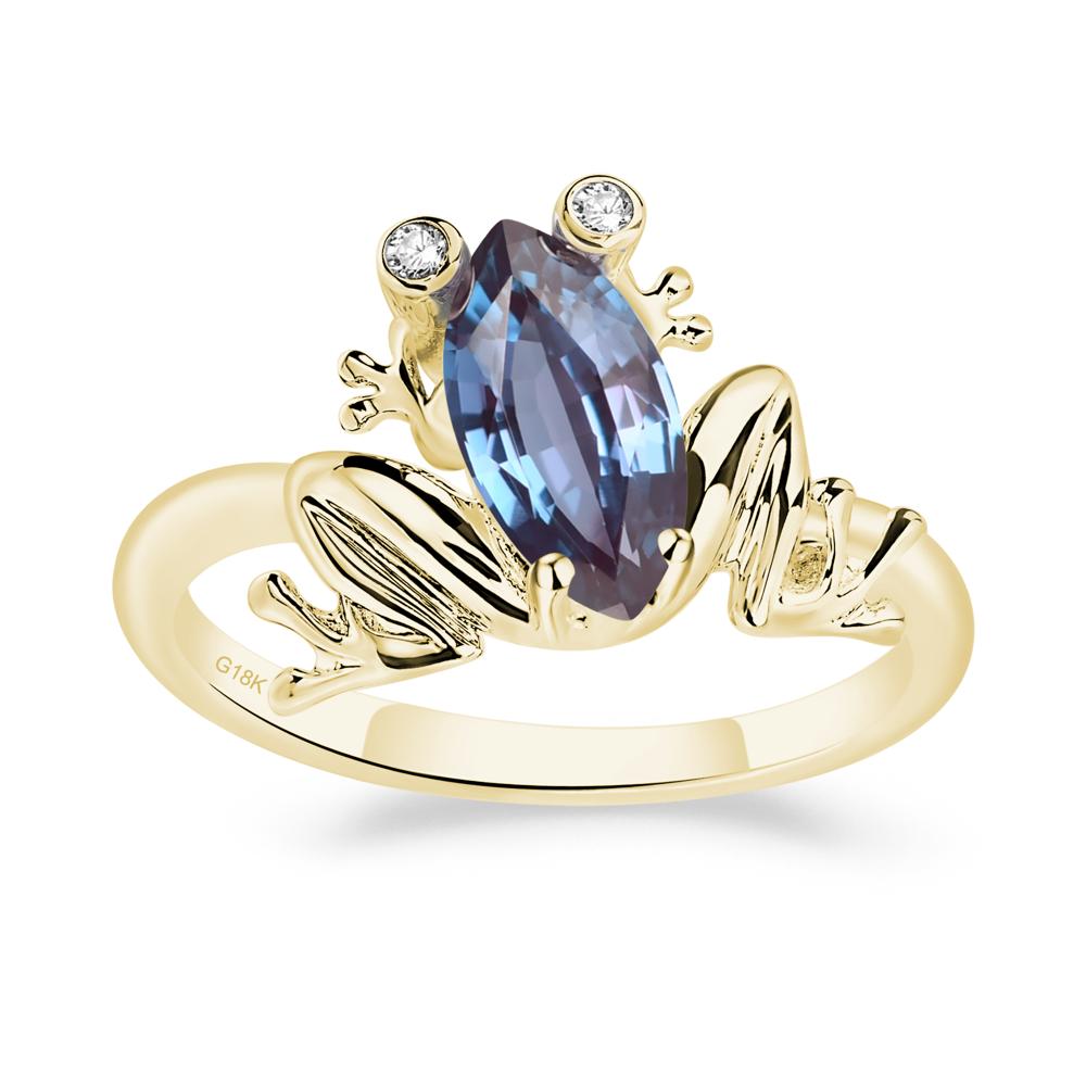 Marquise Cut Lab Created Alexandrite Frog Ring - LUO Jewelry #metal_18k yellow gold