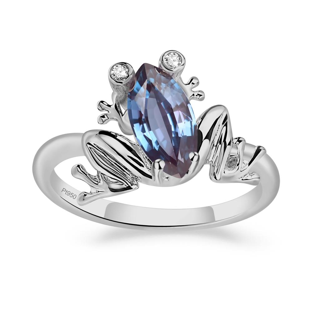 Marquise Cut Lab Created Alexandrite Frog Ring - LUO Jewelry #metal_platinum