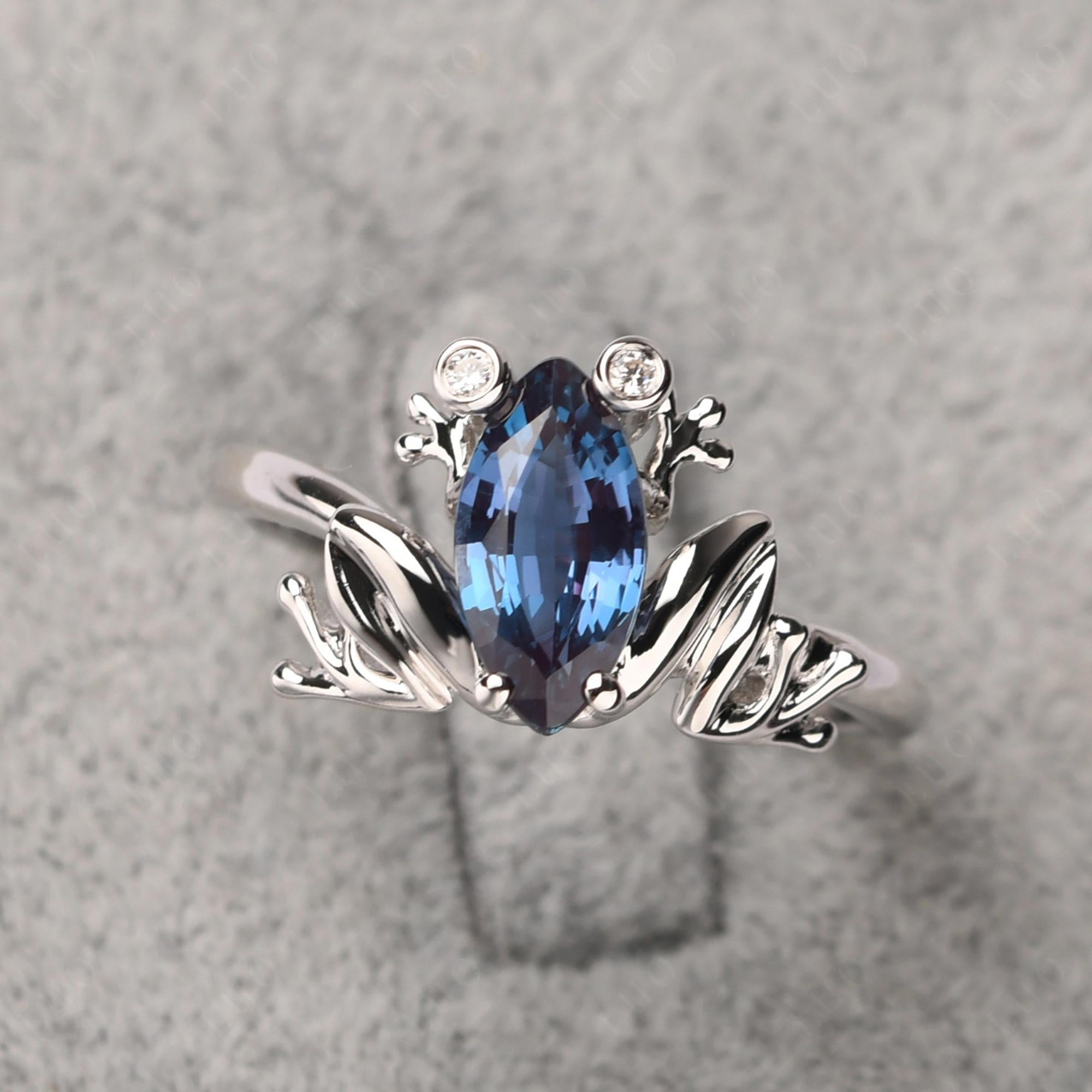 Marquise Cut Lab Created Alexandrite Frog Ring - LUO Jewelry