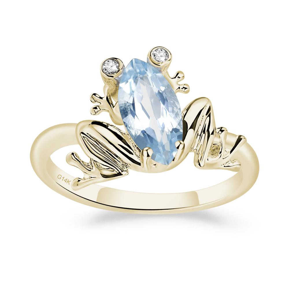 Marquise Cut Aquamarine Frog Ring - LUO Jewelry #metal_14k yellow gold