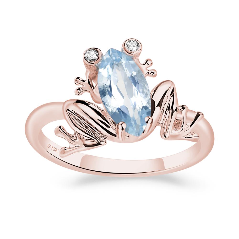 Marquise Cut Aquamarine Frog Ring - LUO Jewelry #metal_18k rose gold