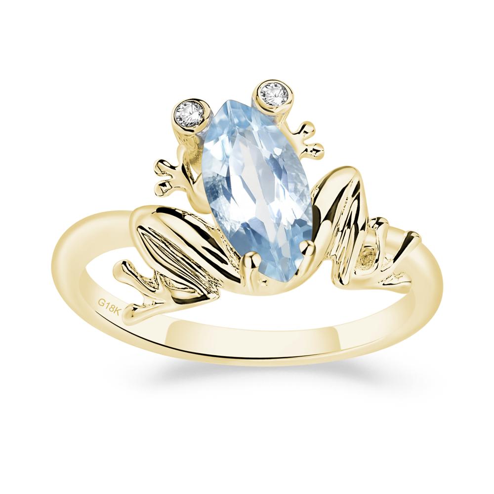 Marquise Cut Aquamarine Frog Ring - LUO Jewelry #metal_18k yellow gold