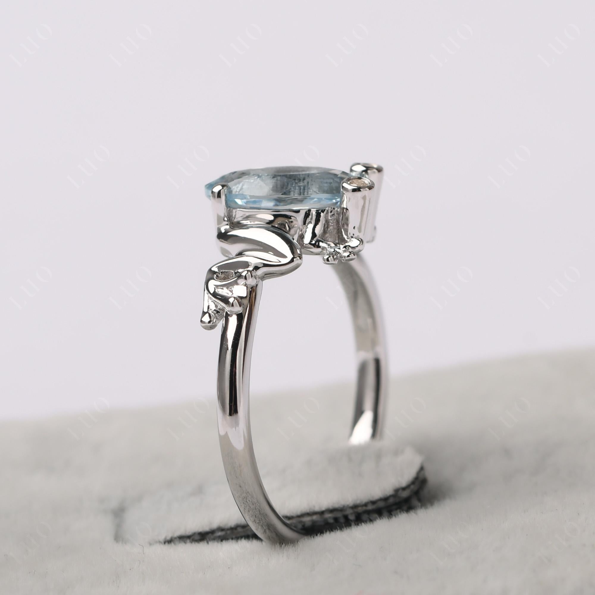 Marquise Cut Aquamarine Frog Ring - LUO Jewelry