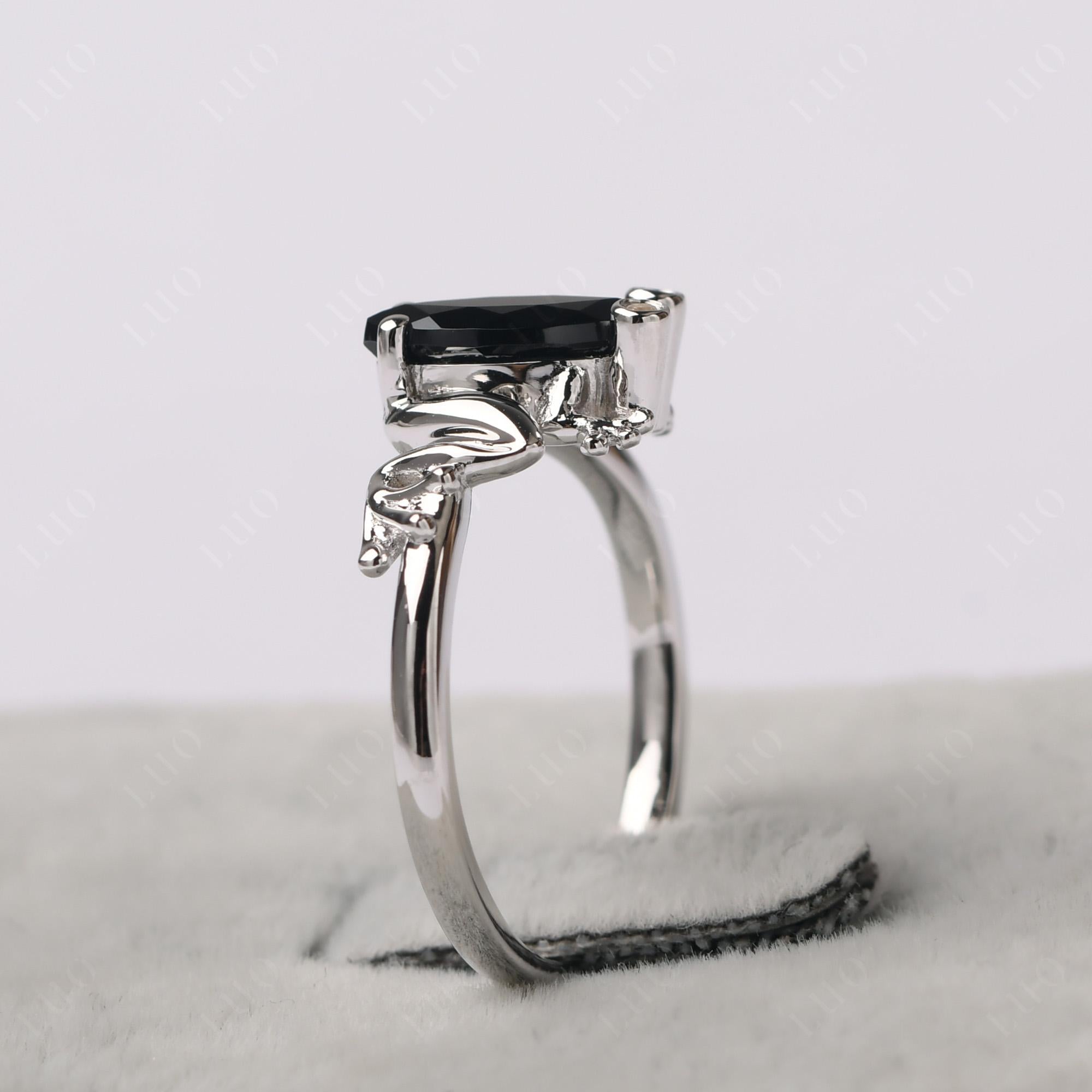 Marquise Cut Black Stone Frog Ring - LUO Jewelry