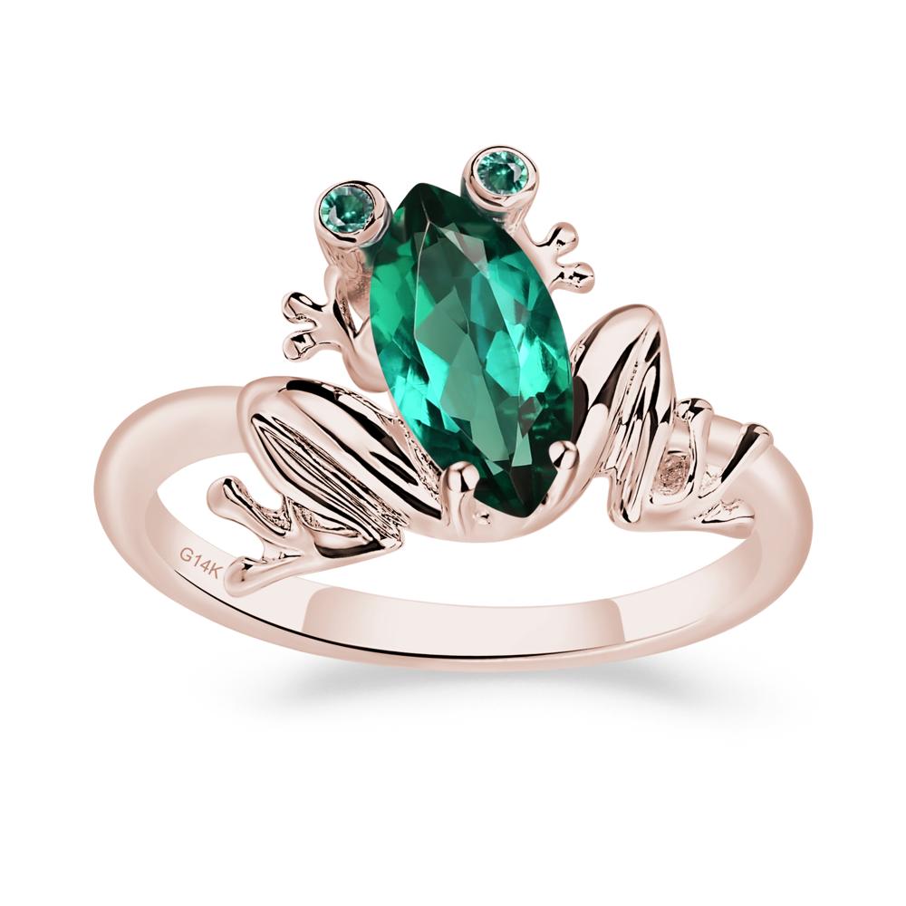 Marquise Cut Emerald Frog Ring - LUO Jewelry #metal_14k rose gold