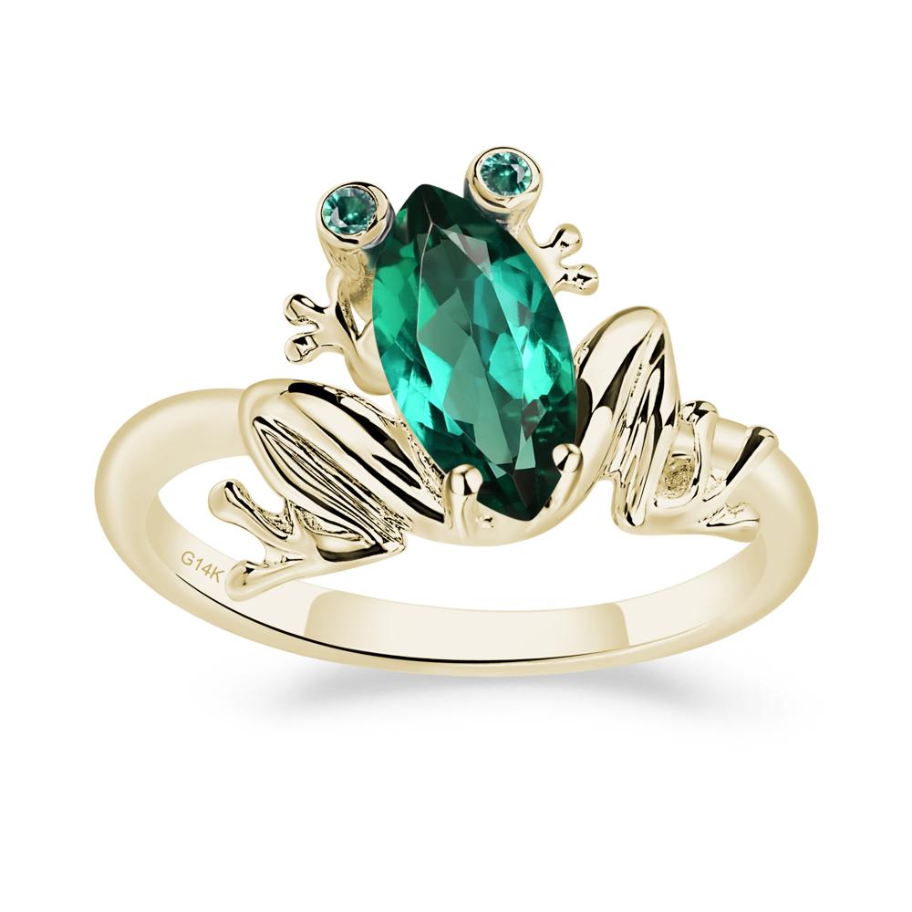 Marquise Cut Emerald Frog Ring - LUO Jewelry #metal_14k yellow gold