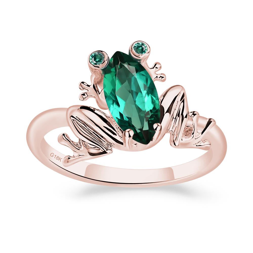 Marquise Cut Emerald Frog Ring - LUO Jewelry #metal_18k rose gold