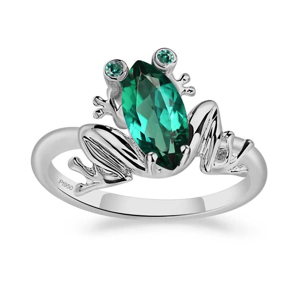 Marquise Cut Emerald Frog Ring - LUO Jewelry #metal_platinum