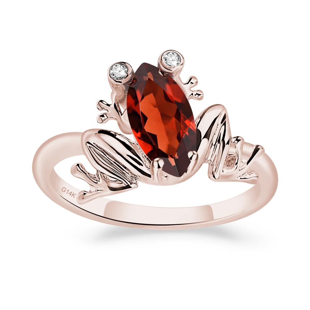 Marquise Cut Garnet Frog Ring - LUO Jewelry #metal_14k rose gold