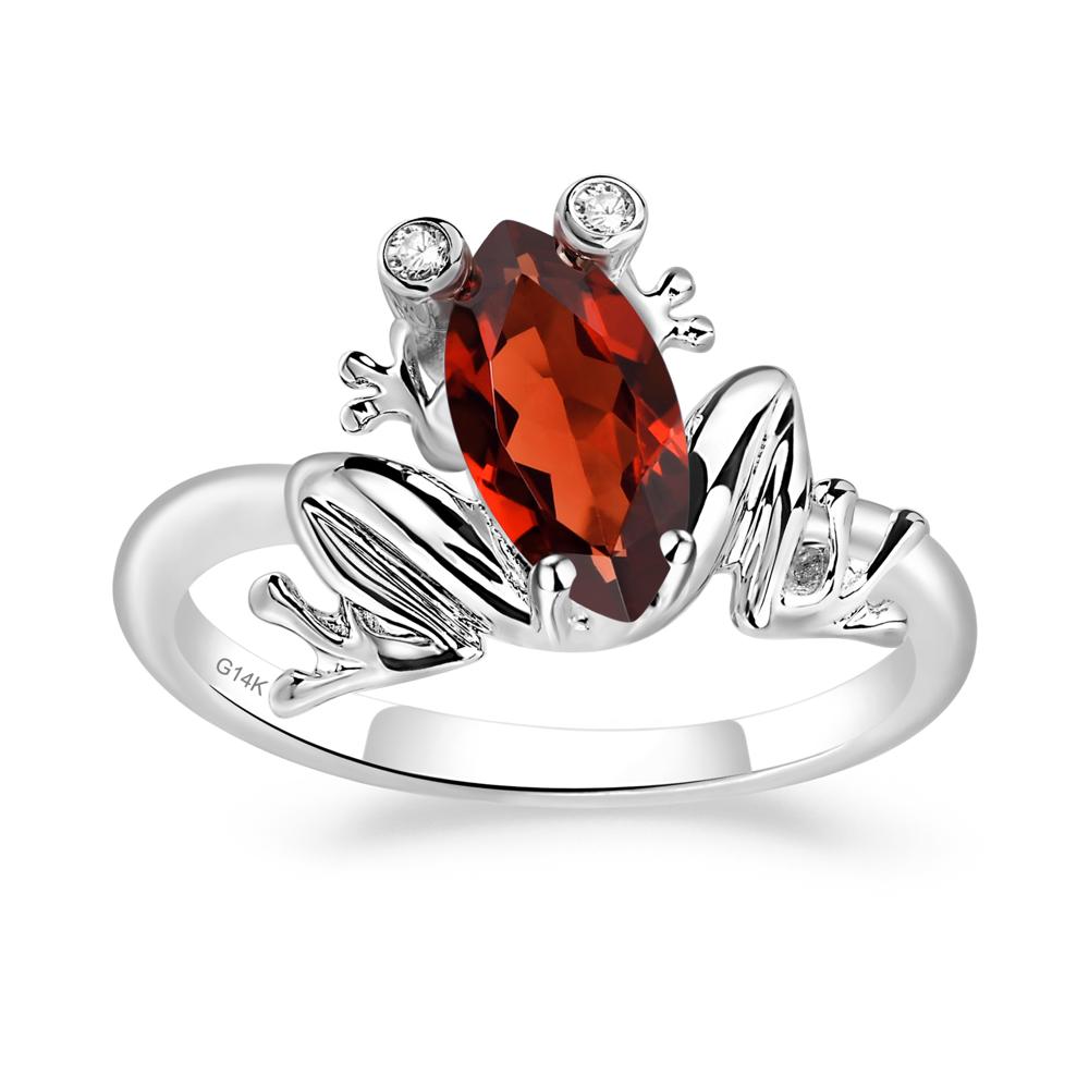 Marquise Cut Garnet Frog Ring - LUO Jewelry #metal_14k white gold