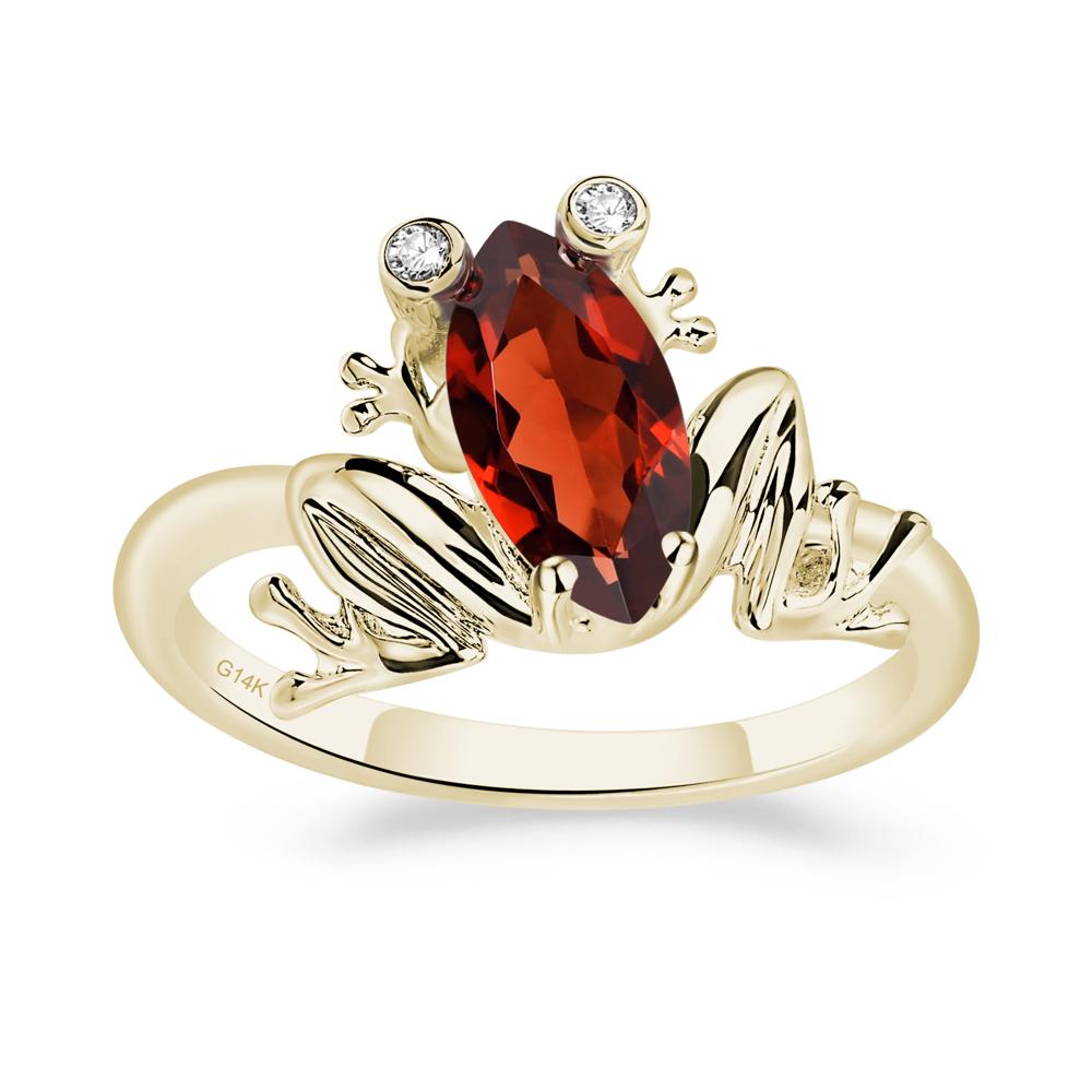 Marquise Cut Garnet Frog Ring - LUO Jewelry #metal_14k yellow gold