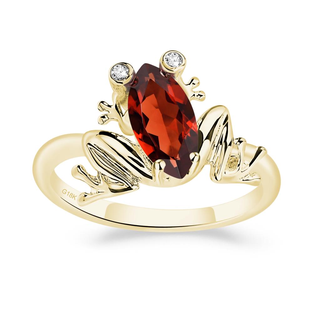 Marquise Cut Garnet Frog Ring - LUO Jewelry #metal_18k yellow gold