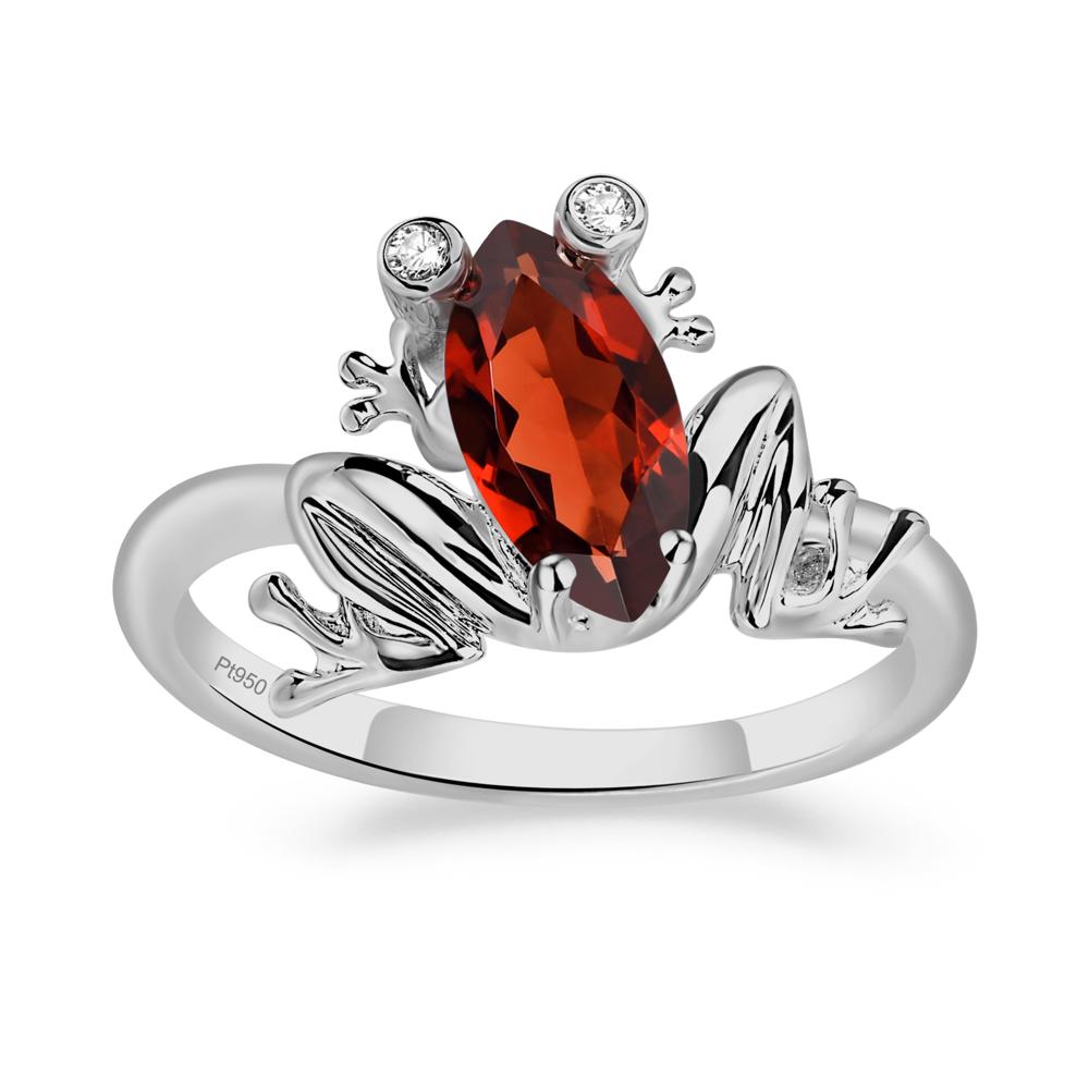 Marquise Cut Garnet Frog Ring - LUO Jewelry #metal_platinum