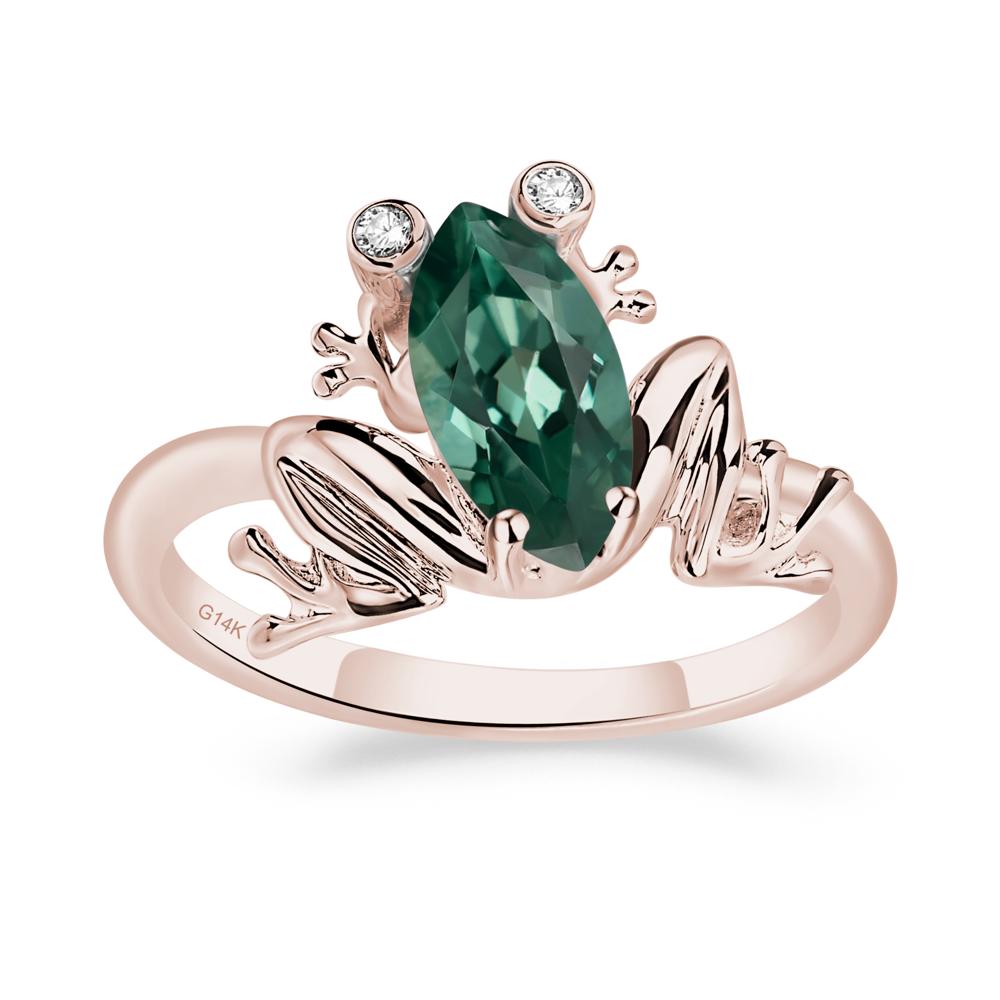 Marquise Cut Green Sapphire Frog Ring - LUO Jewelry #metal_14k rose gold
