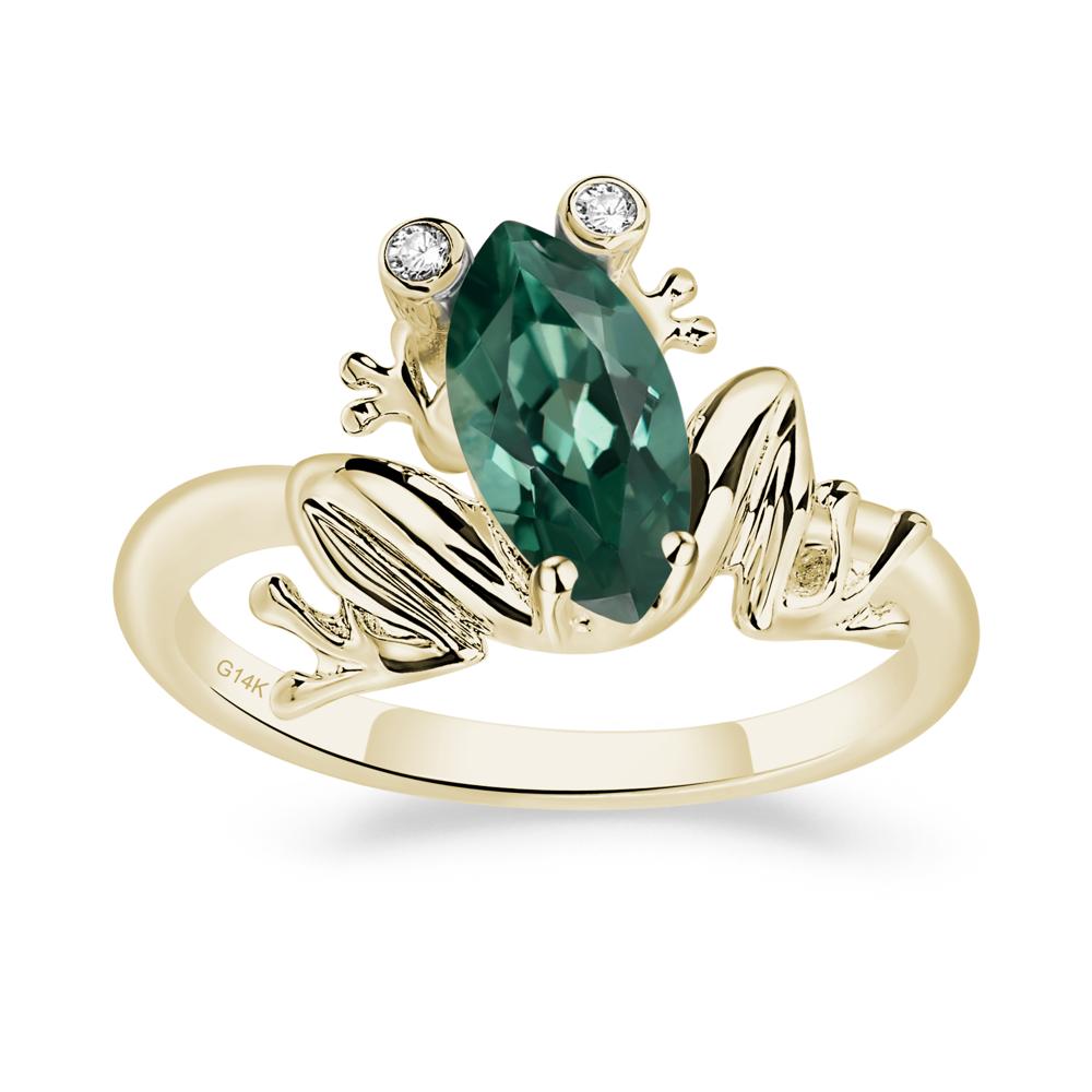 Marquise Cut Green Sapphire Frog Ring - LUO Jewelry #metal_14k yellow gold