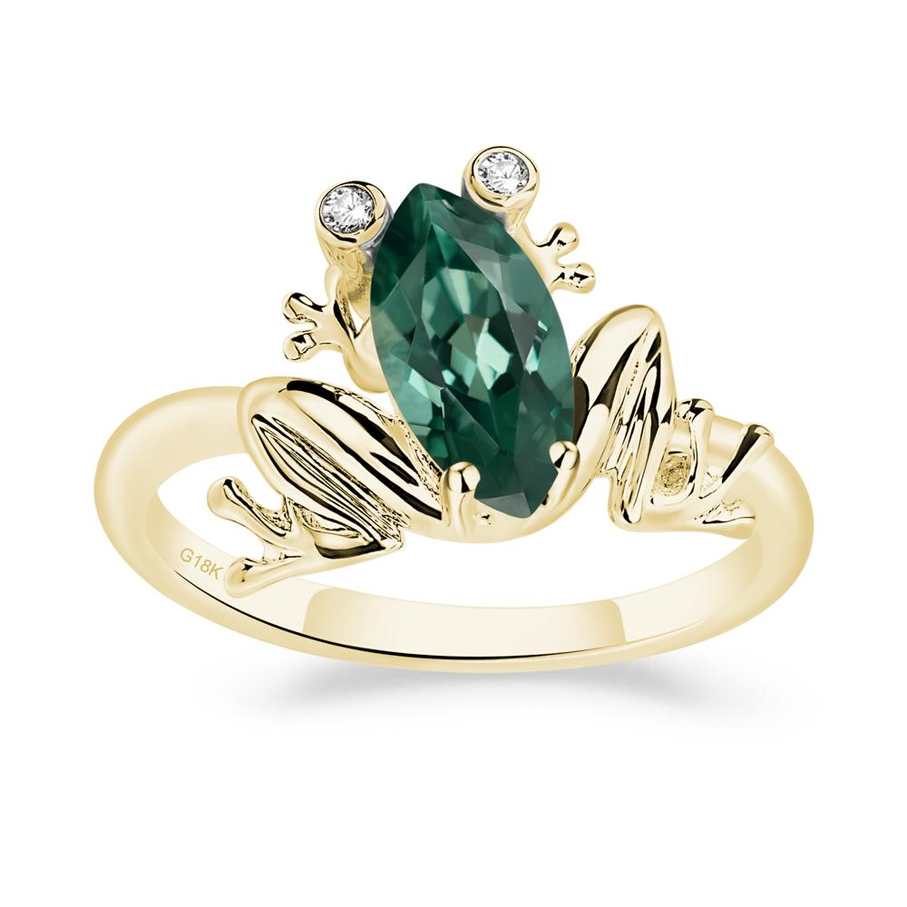 Marquise Cut Green Sapphire Frog Ring - LUO Jewelry #metal_18k yellow gold