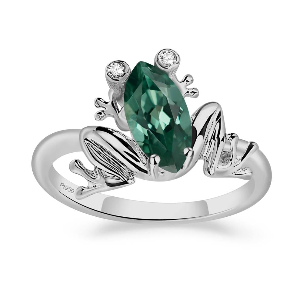 Marquise Cut Green Sapphire Frog Ring - LUO Jewelry #metal_platinum
