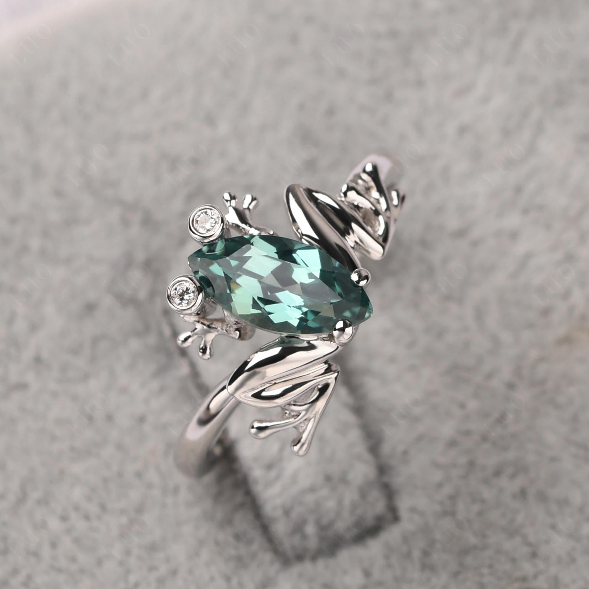 Marquise Cut Green Sapphire Frog Ring - LUO Jewelry