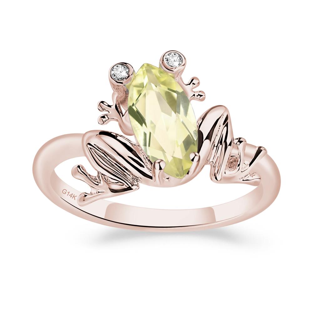 Marquise Cut Lemon Quartz Frog Ring - LUO Jewelry #metal_14k rose gold