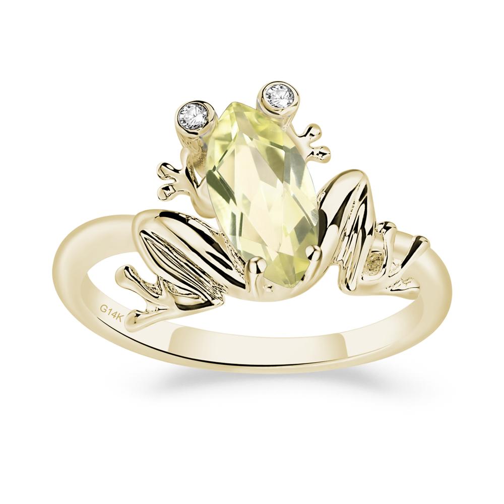 Marquise Cut Lemon Quartz Frog Ring - LUO Jewelry #metal_14k yellow gold
