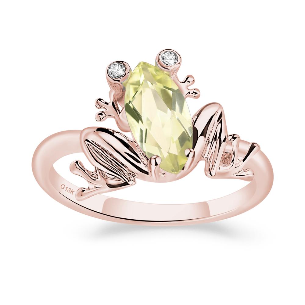 Marquise Cut Lemon Quartz Frog Ring - LUO Jewelry #metal_18k rose gold