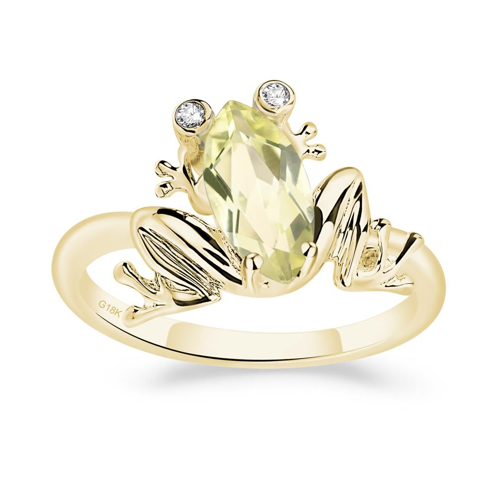 Marquise Cut Lemon Quartz Frog Ring - LUO Jewelry #metal_18k yellow gold