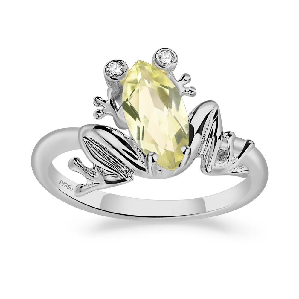 Marquise Cut Lemon Quartz Frog Ring - LUO Jewelry #metal_platinum