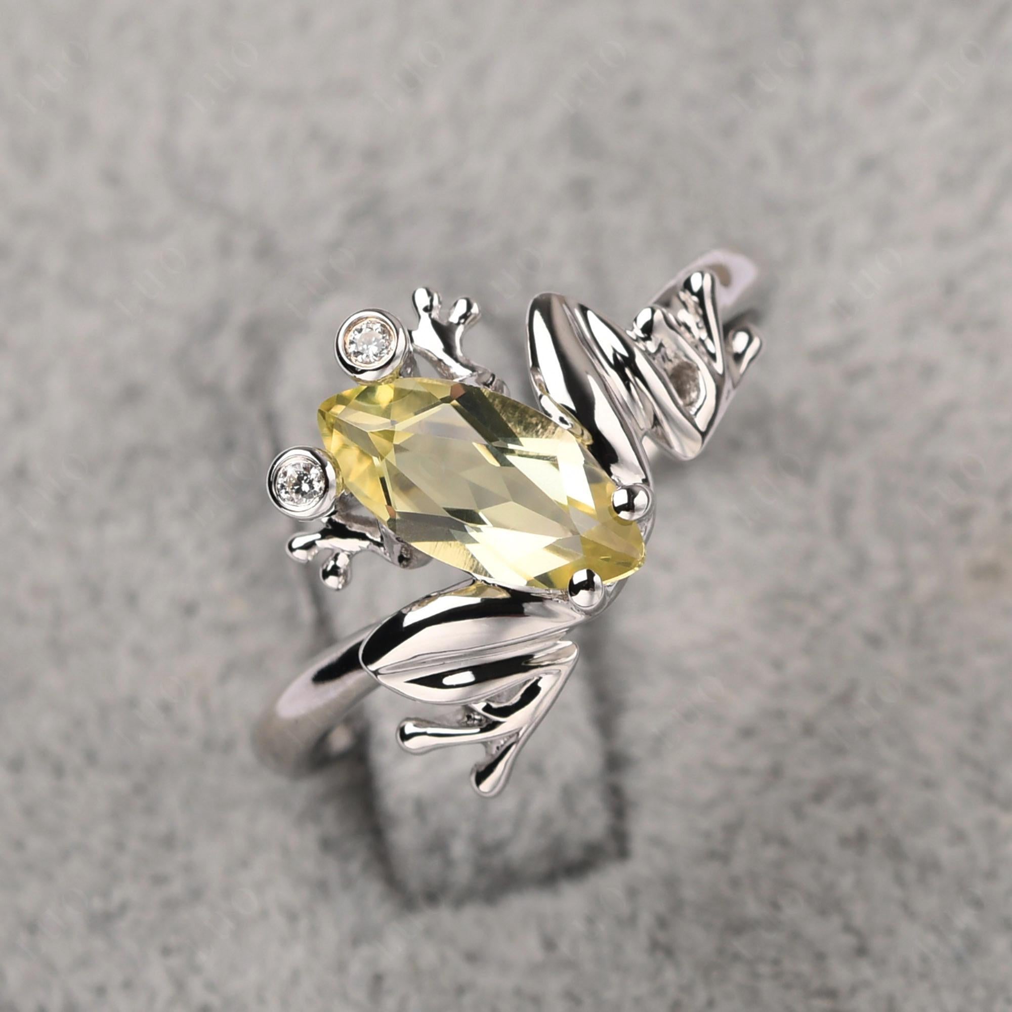 Marquise Cut Lemon Quartz Frog Ring - LUO Jewelry