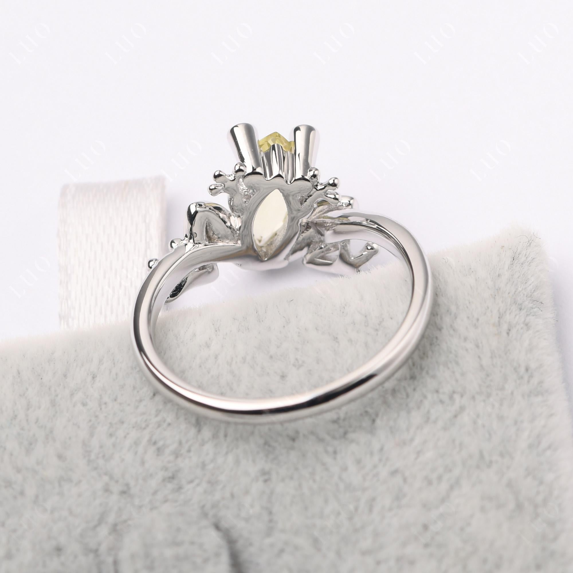 Marquise Cut Lemon Quartz Frog Ring - LUO Jewelry