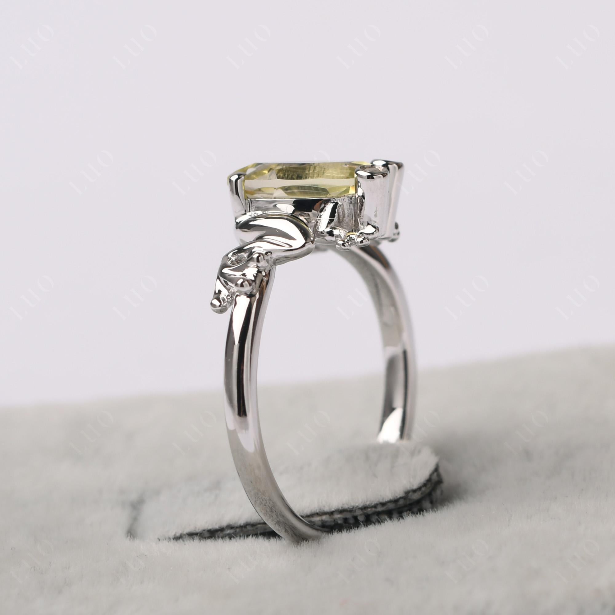 Marquise Cut Lemon Quartz Frog Ring - LUO Jewelry