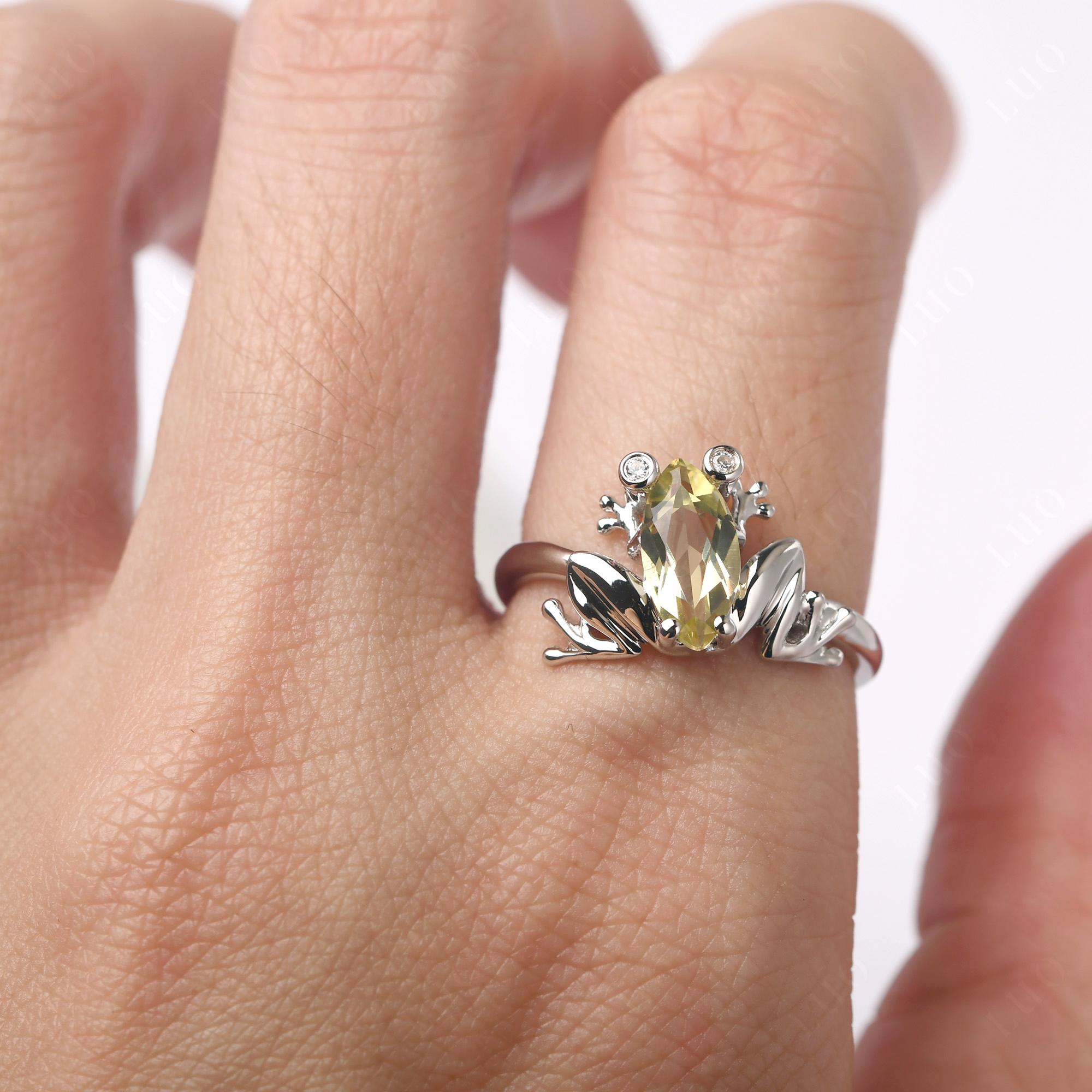 Marquise Cut Lemon Quartz Frog Ring - LUO Jewelry