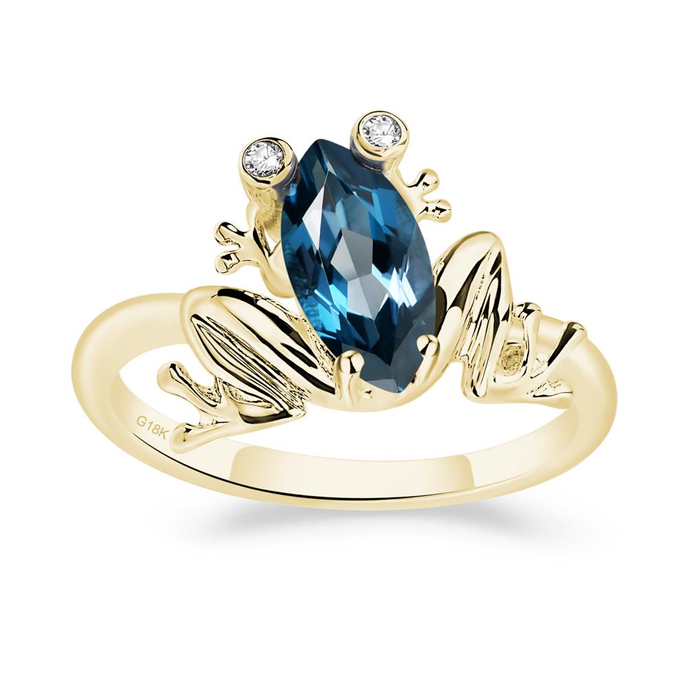 Marquise Cut London Blue Topaz Frog Ring - LUO Jewelry #metal_18k yellow gold