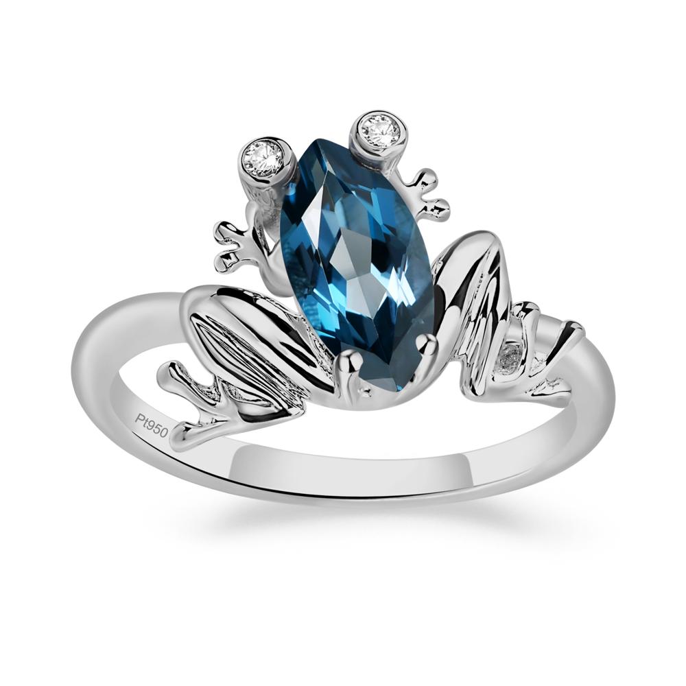 Marquise Cut London Blue Topaz Frog Ring - LUO Jewelry #metal_platinum