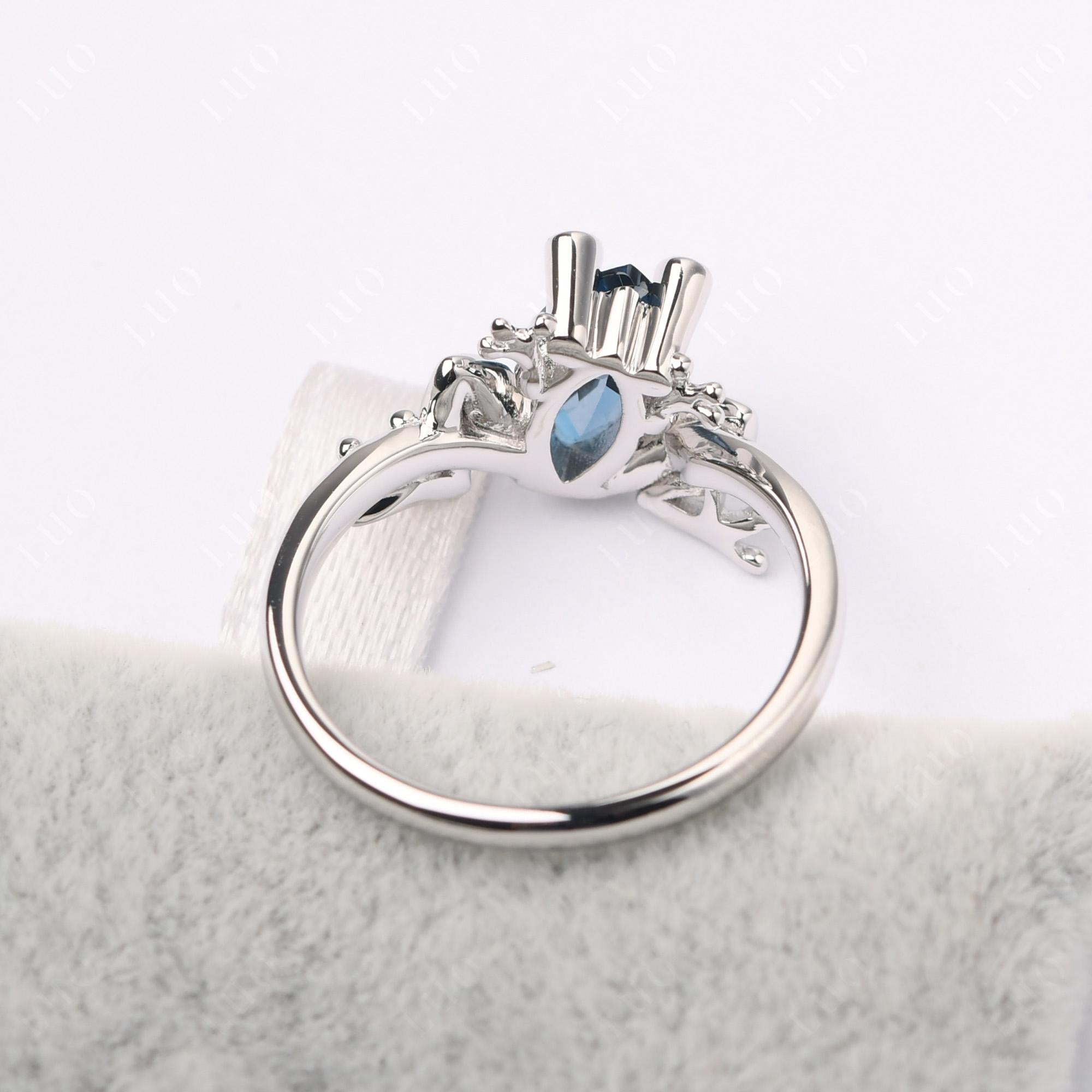 Marquise Cut London Blue Topaz Frog Ring - LUO Jewelry