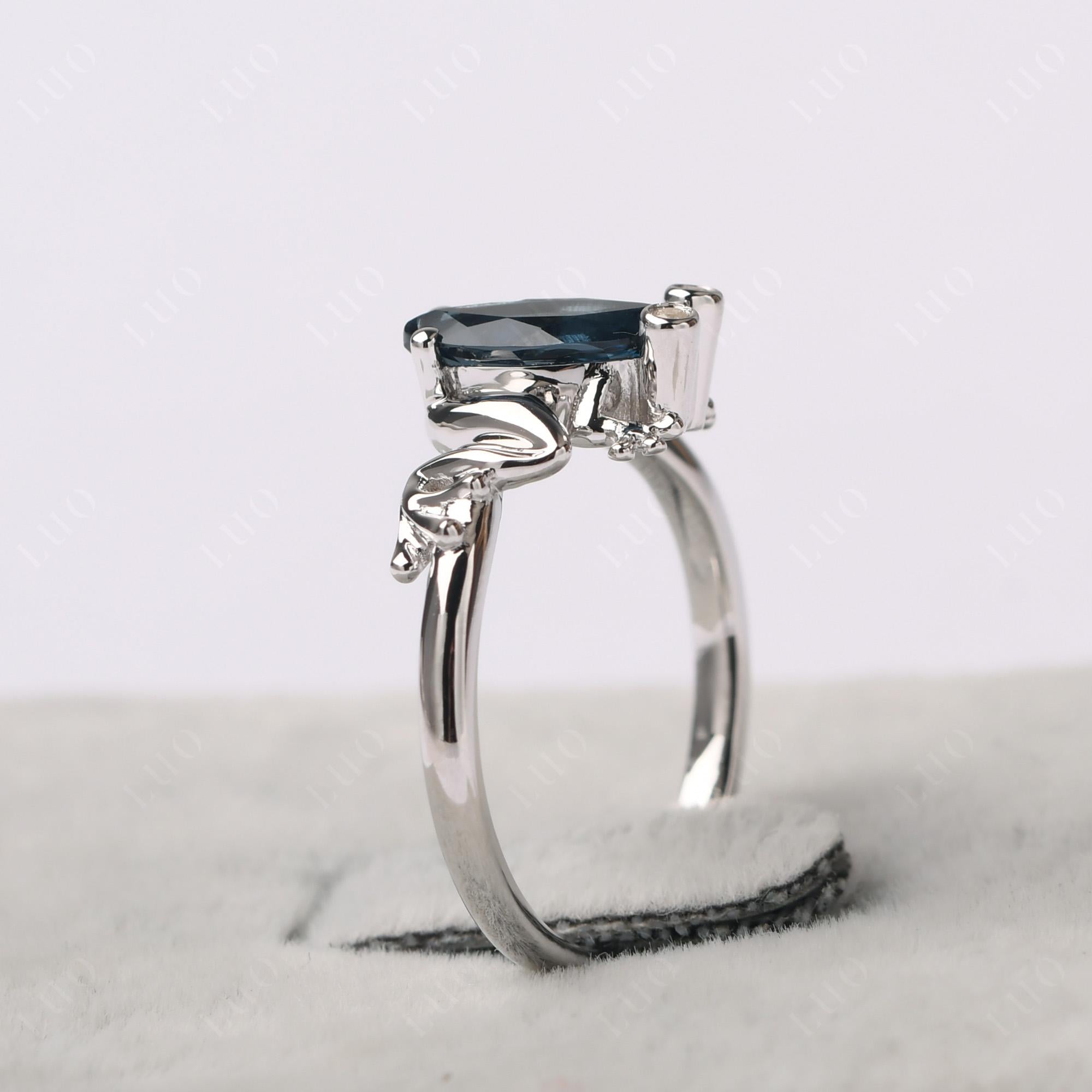 Marquise Cut London Blue Topaz Frog Ring - LUO Jewelry