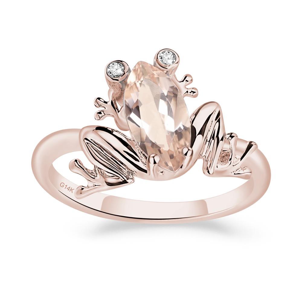 Marquise Cut Morganite Frog Ring - LUO Jewelry #metal_14k rose gold