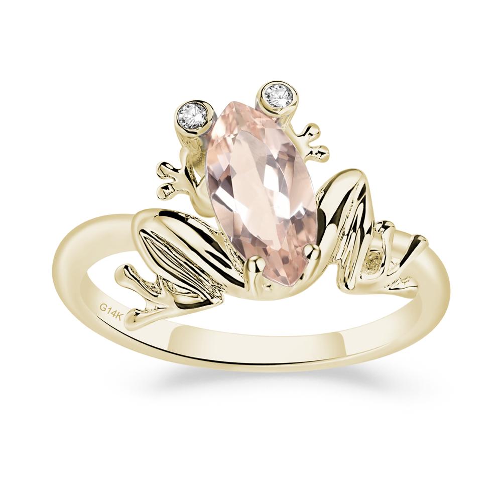 Marquise Cut Morganite Frog Ring - LUO Jewelry #metal_14k yellow gold