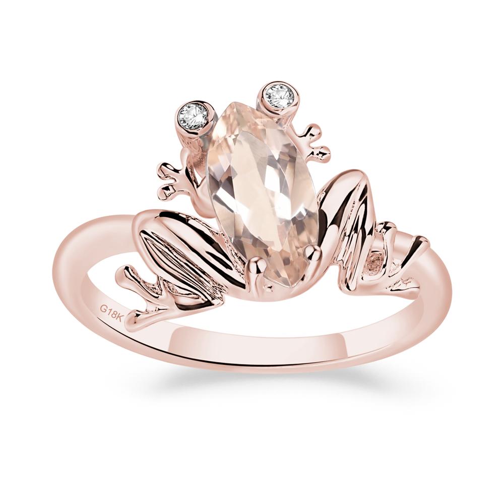 Marquise Cut Morganite Frog Ring - LUO Jewelry #metal_18k rose gold