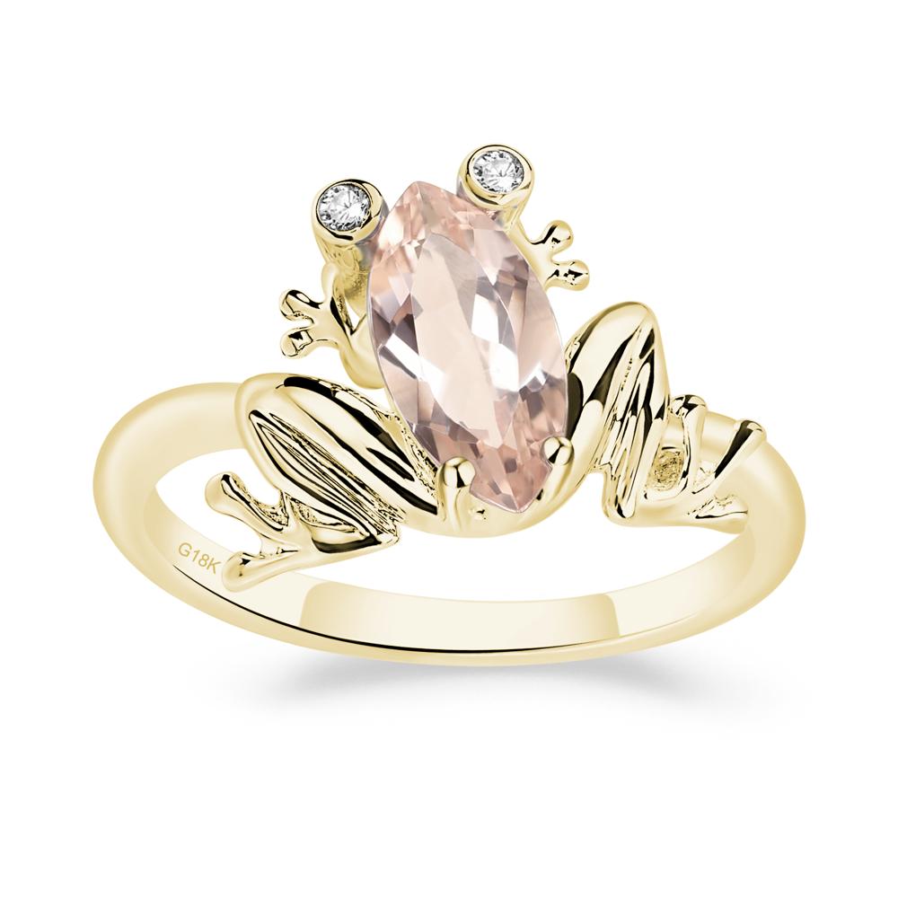 Marquise Cut Morganite Frog Ring - LUO Jewelry #metal_18k yellow gold