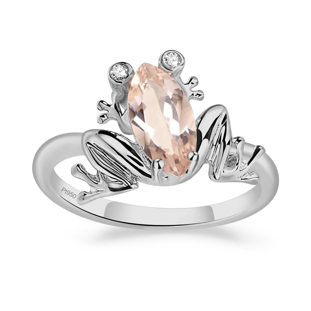 Marquise Cut Morganite Frog Ring - LUO Jewelry #metal_platinum