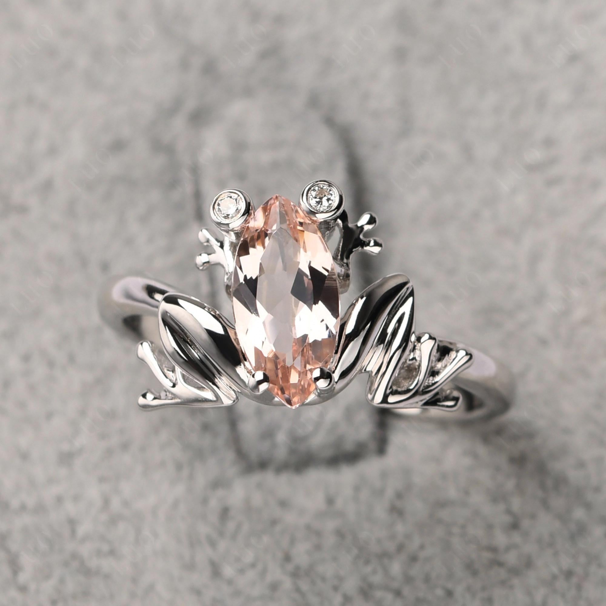 Marquise Cut Morganite Frog Ring - LUO Jewelry