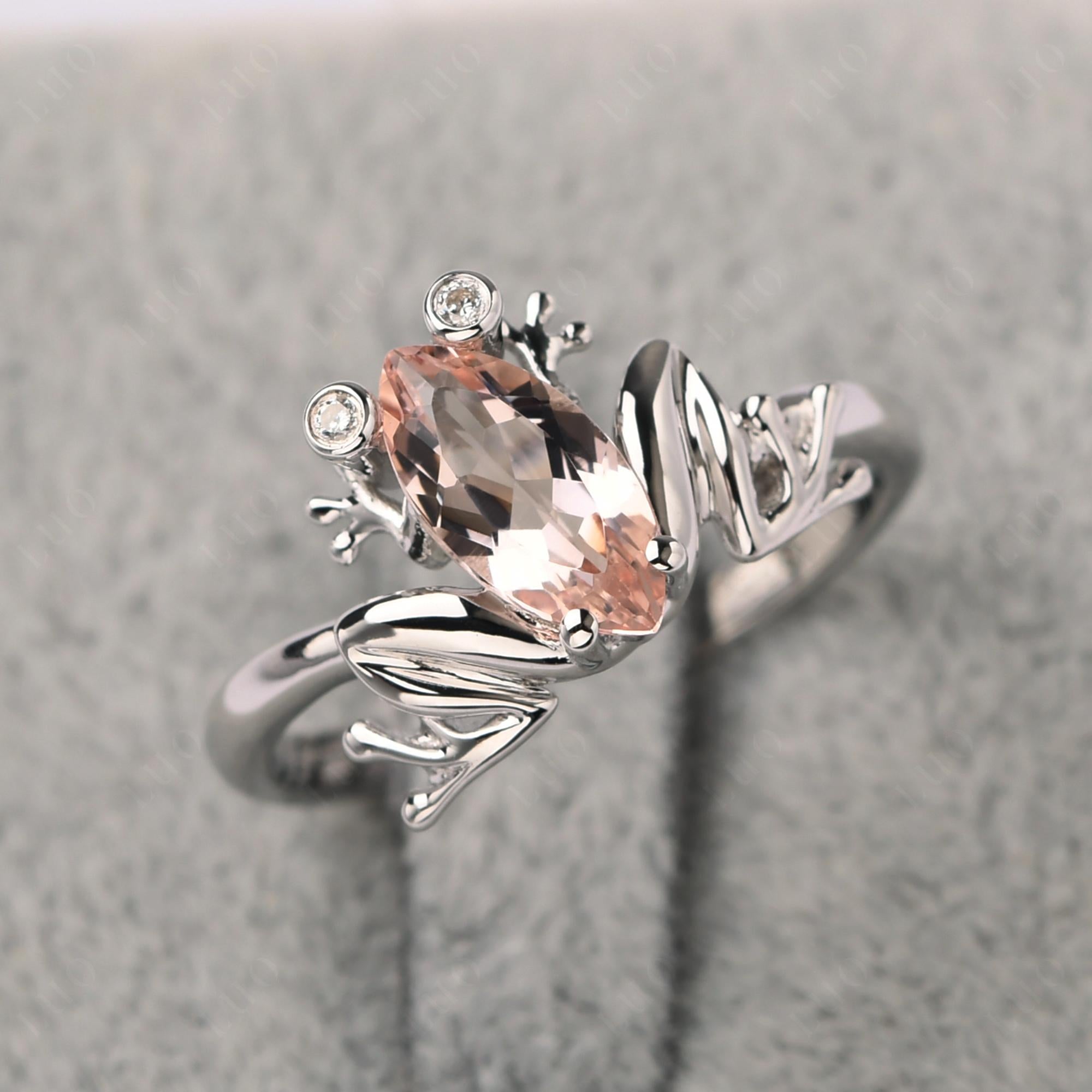 Marquise Cut Morganite Frog Ring - LUO Jewelry
